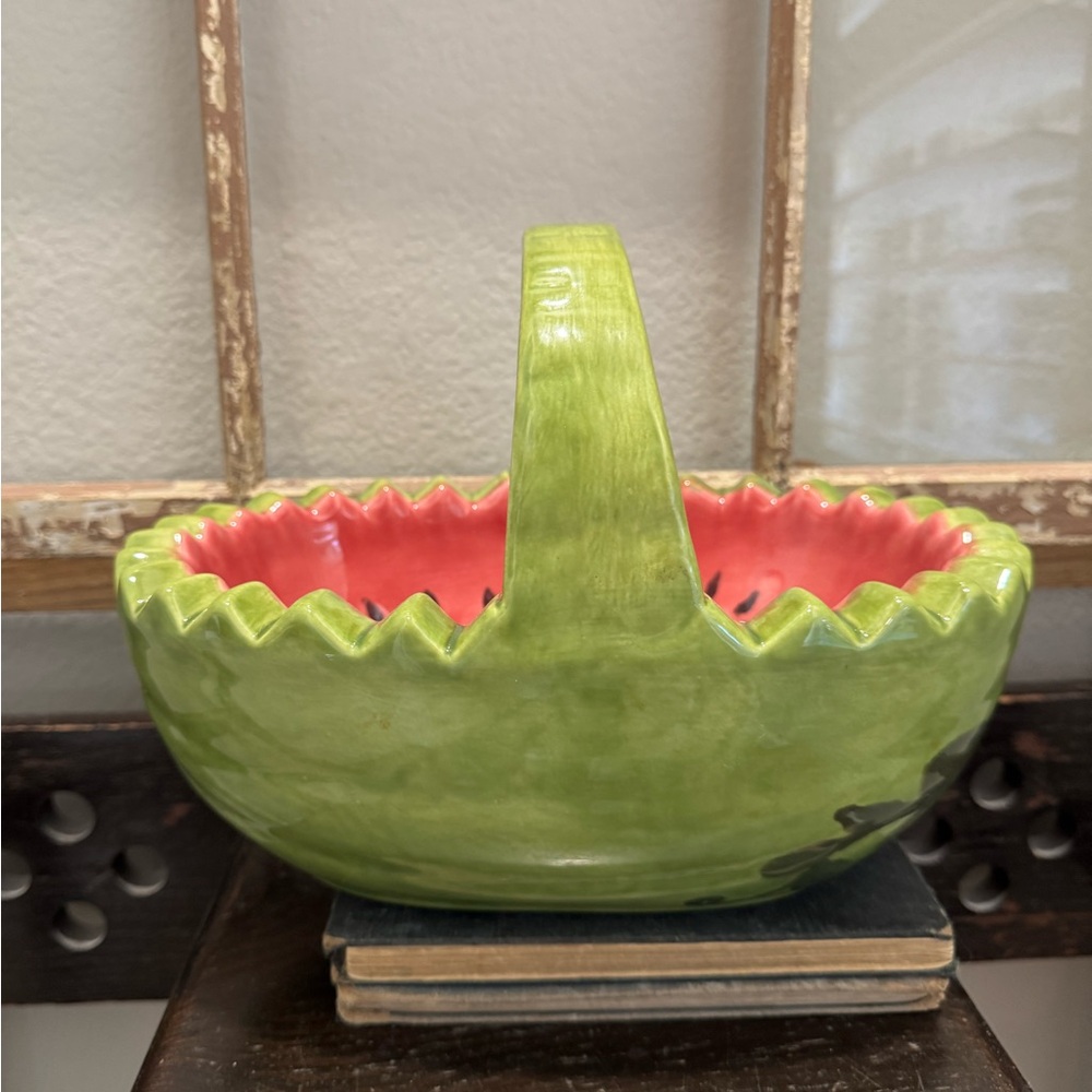 Vintage Ceramic WATERMELON BASKET Serving Bowl - Picture 3 of 7